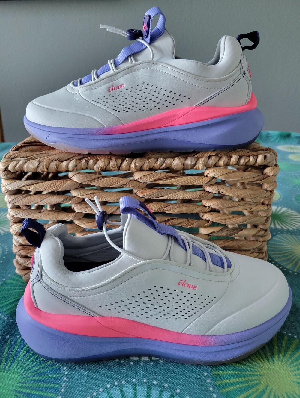 Clove Women's Prima S Sneakers Shoes Bright Grey / Periwinkle / Pink Size 6.5